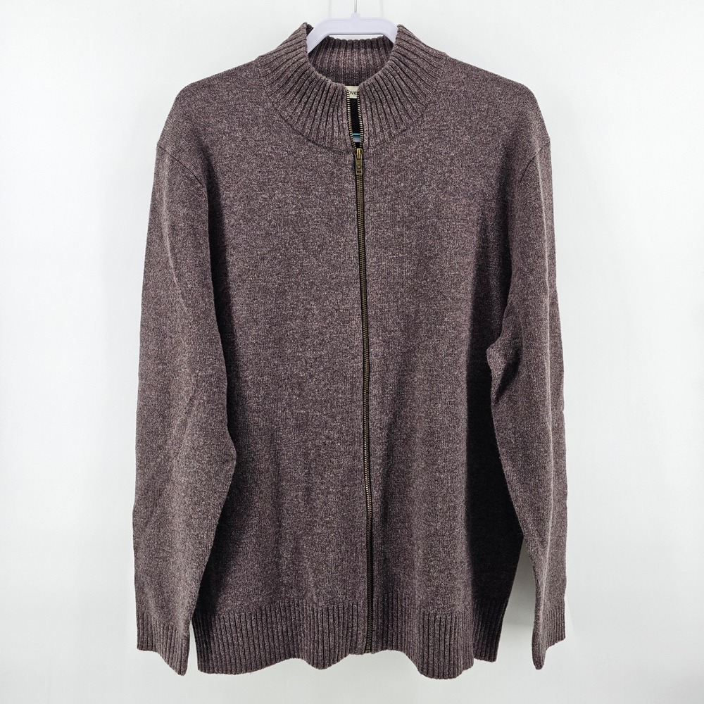 WoolOvers Lincoln Zipper Cardigan Mens XL Mink Marl 100% Lambswool Full Zip NWT